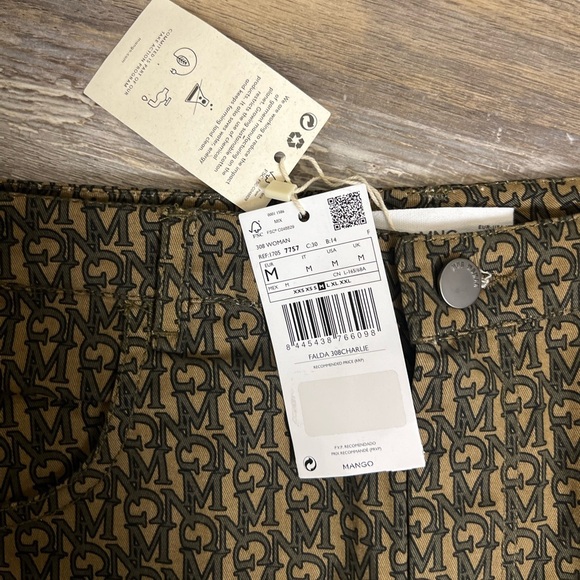 ⚪️ NWT MANGO logo print mini skirt Medium - Picture 5 of 8